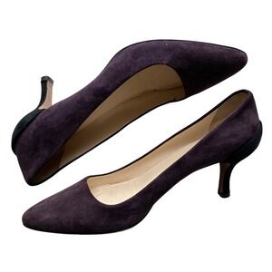 Prada Purple Suede Kitten Heel Pumps Size 38 US 7.5 Pointed Toe Luxury Italian